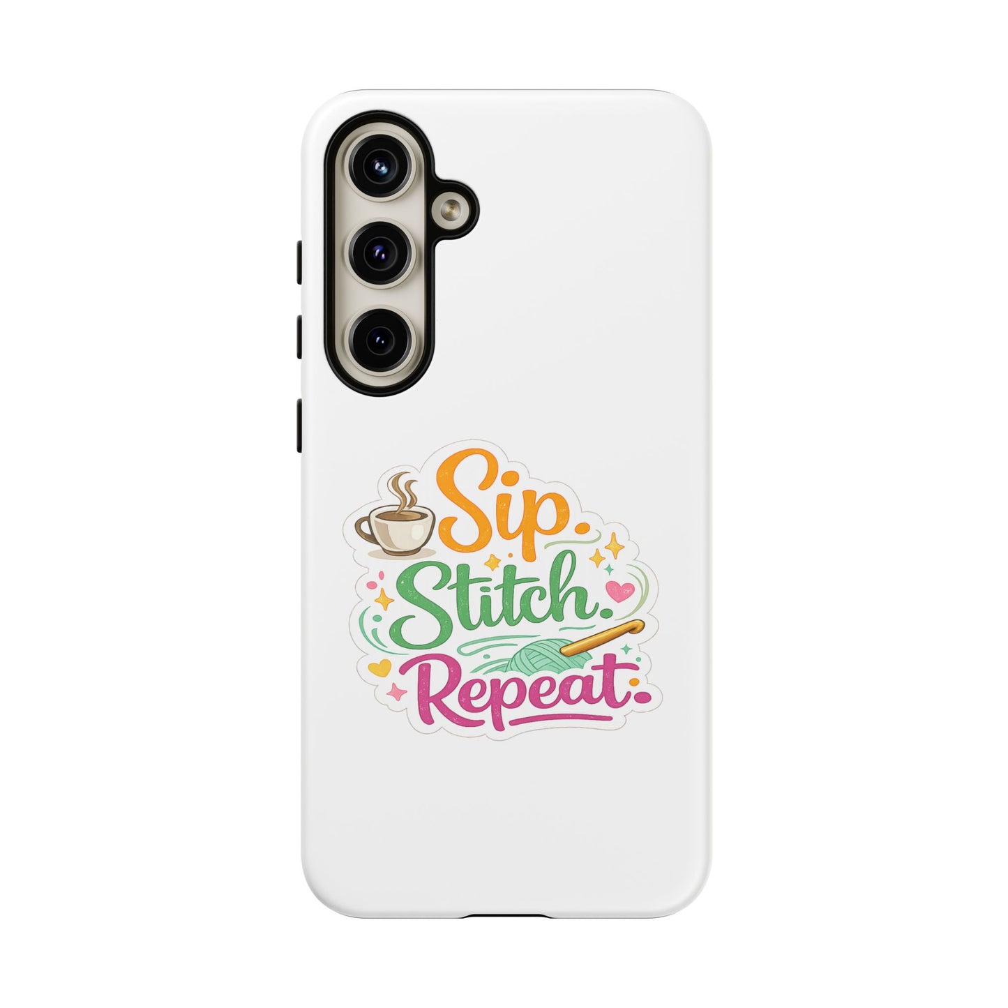 Sip Stitch Repeat Phone Case – Crochet Lover Protective Case