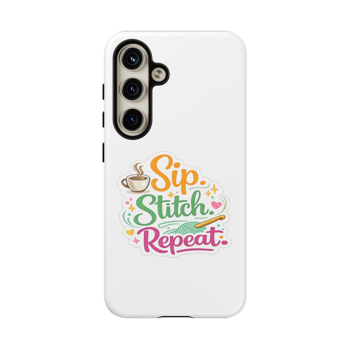 Sip Stitch Repeat Phone Case – Crochet Lover Protective Case