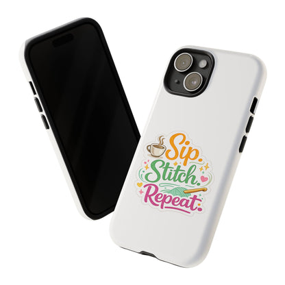 Sip Stitch Repeat Phone Case – Crochet Lover Protective Case