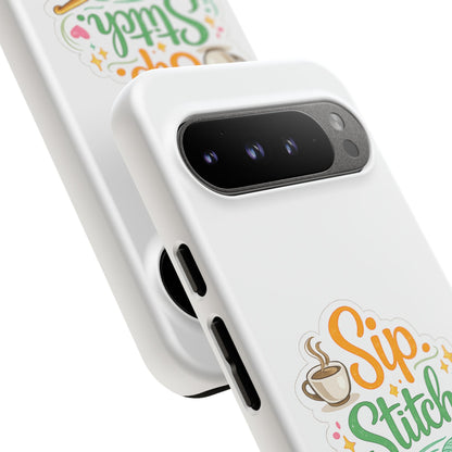 Sip Stitch Repeat Phone Case – Crochet Lover Protective Case