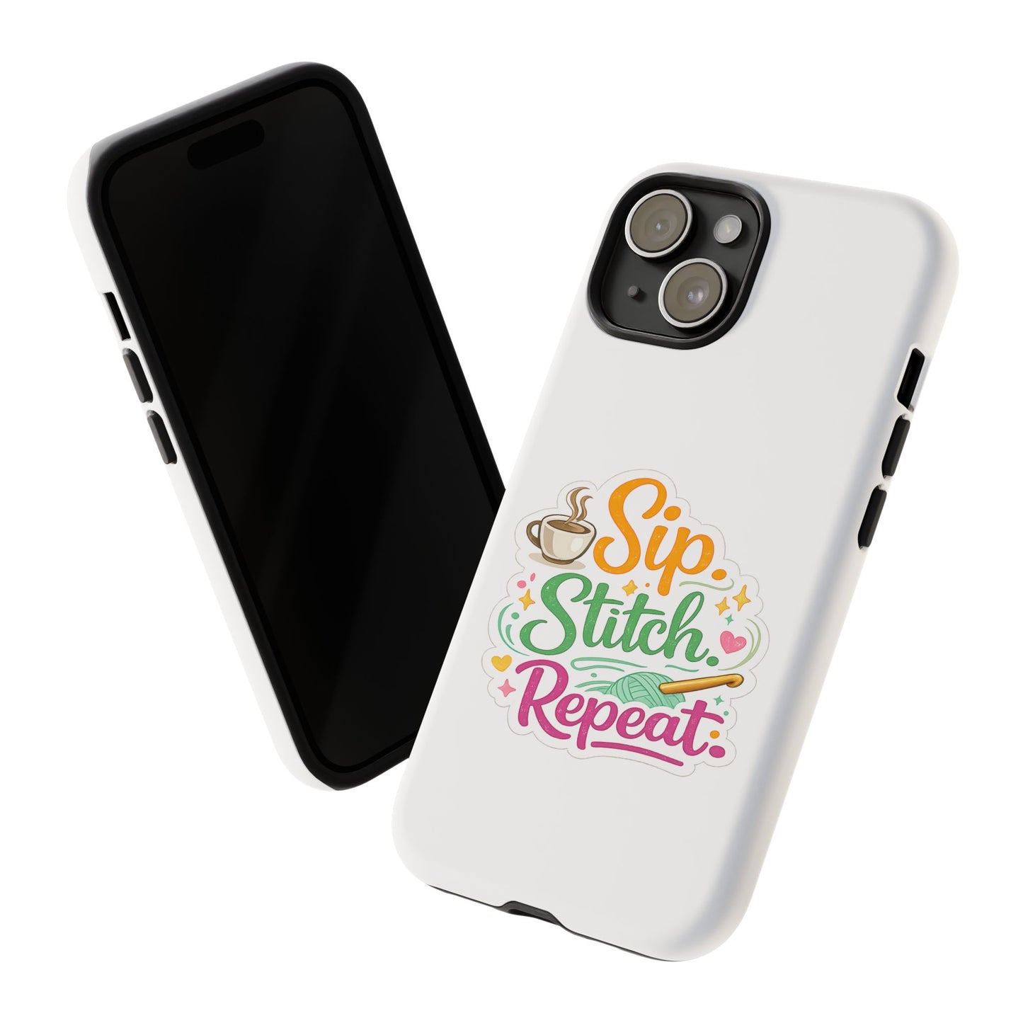 Sip Stitch Repeat Phone Case – Crochet Lover Protective Case