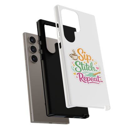 Sip Stitch Repeat Phone Case – Crochet Lover Protective Case