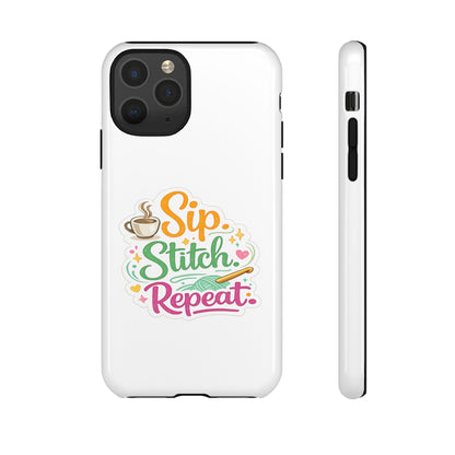 Sip Stitch Repeat Phone Case – Crochet Lover Protective Case