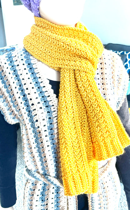 Suzanne Softgrain Stitch™ Long Scarf Crochet Pattern – Textured Beginner PDF (DK Yarn) – Willowbrook Ridge Collection